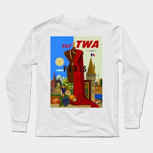 Retro, vintage, Paris, France, fashion Long Sleeve T-Shirt